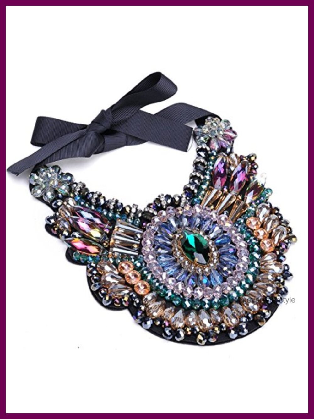 Chunky Collar Bib Rhinestone Pendant Necklace Rope Chain